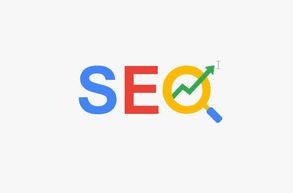 The word SEO in font that looks like the Google logo.