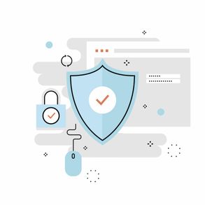Data protection and internet security, secure internet browsing flat line vector illustration design for mobile and web graphics